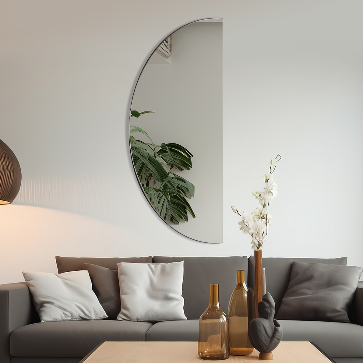 Wall Hang Frameless Small Half Round Mirror Decorative Mirror For Home Wall Decor