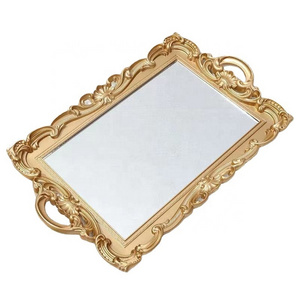 Hot sale European style fashion vintage gold resin with thin borders frame decorative wall mirror