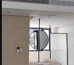 Round hotel front surface ceiling hanging gold frame decorative mirror