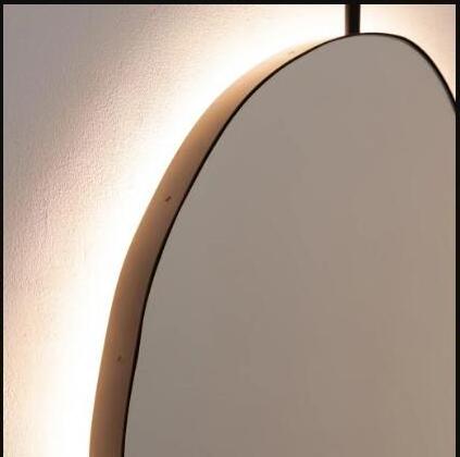 Back Illuminated  Ceiling Suspended Modern Matt Black Frameled lighted Mirror