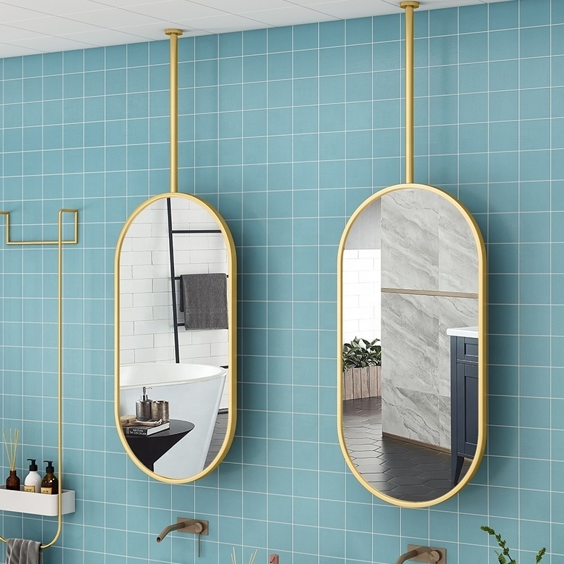 ceiling derrick customized size 40x60cm 50x60cm gold metal frame mirror for bathroom