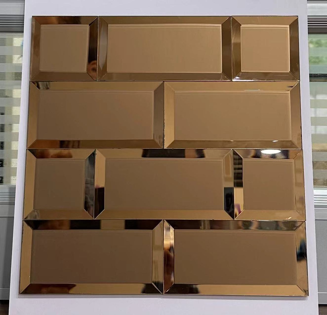 300 x 300mm Self Adhesive Mirror Mosaic Sheet Tile Glass Mirror Peel And Stick Decorative Tile