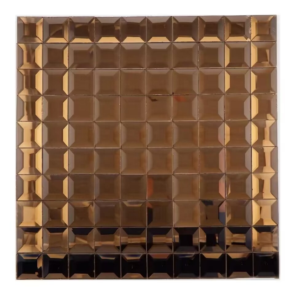 5mm Golden Mirror Glass Tiles Factory Direct Sale Peel and Stick Mirror Wall Tiles