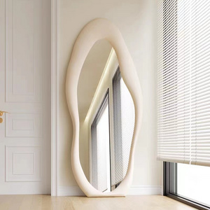 Luxury Mirror Full Body Irregular Shaped Mirror Standing Floor Home Cream Color Large Mirror