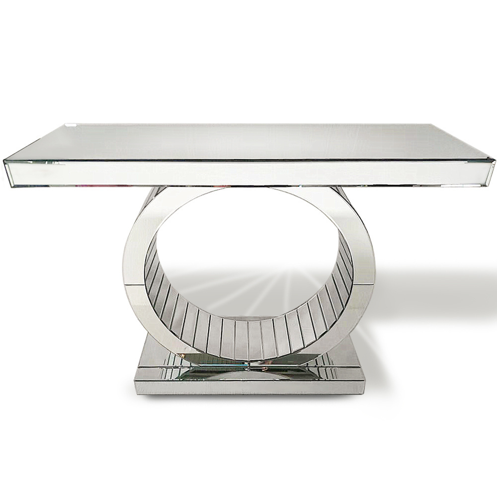 Sparkling modern luxury crushed diamond mirrored console table mirror