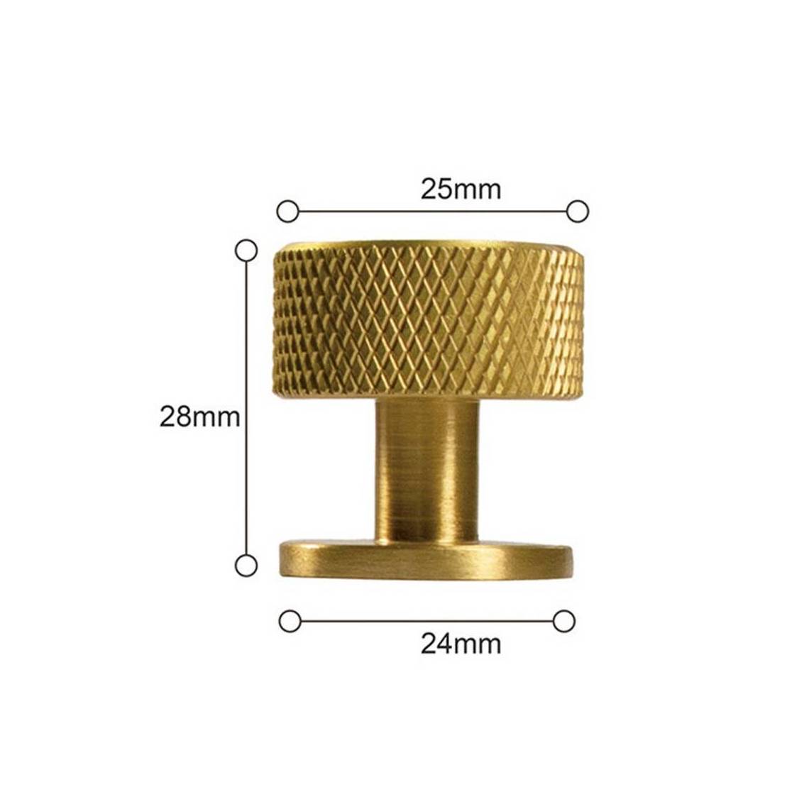 Custom Design Gold Color Round Knurled Kitchen Cupboard Handle Cylinder Brushed Brass Knob