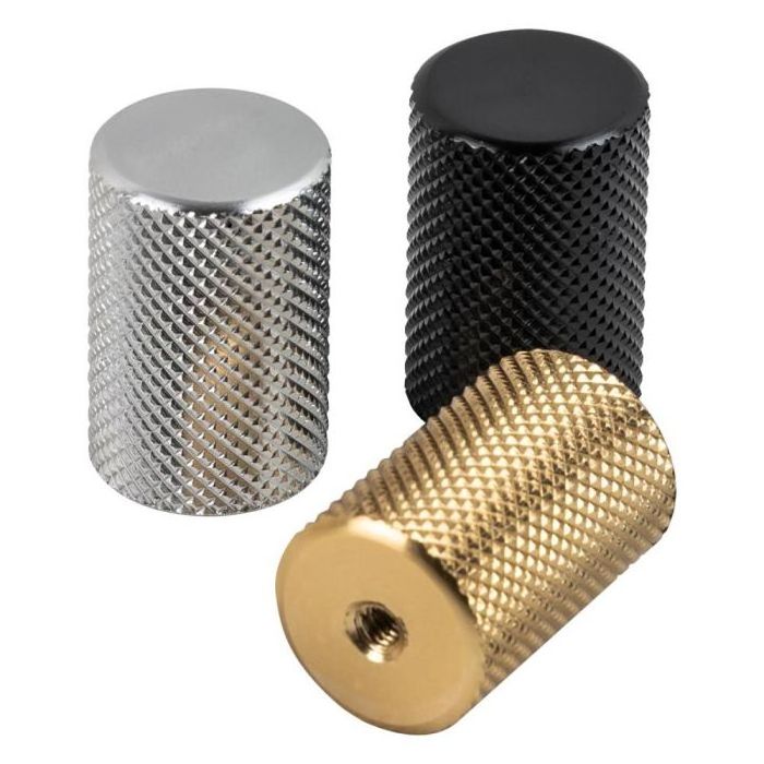 Custom Design Gold Color Round Knurled Kitchen Cupboard Handle Cylinder Brushed Brass Knob