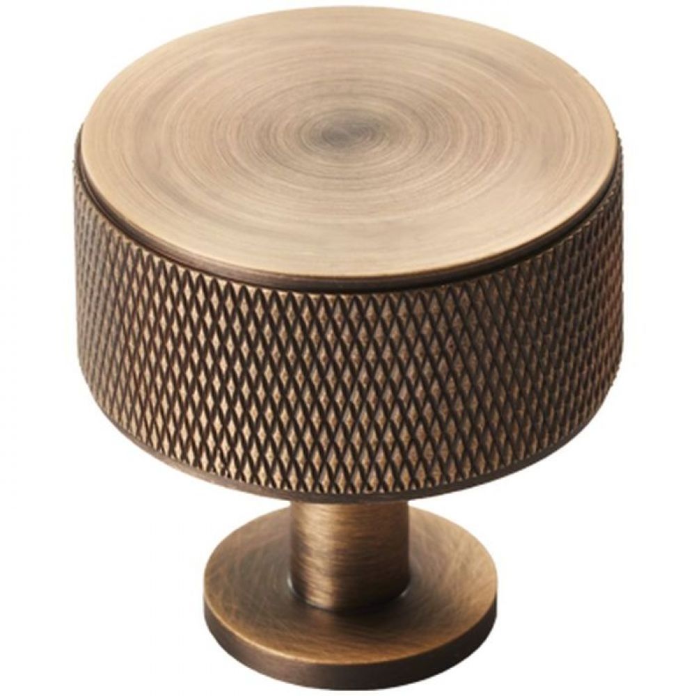 Custom Made furniture handles & knobs, Round Cabinet Knurled Gold Color Satin Brass Knob