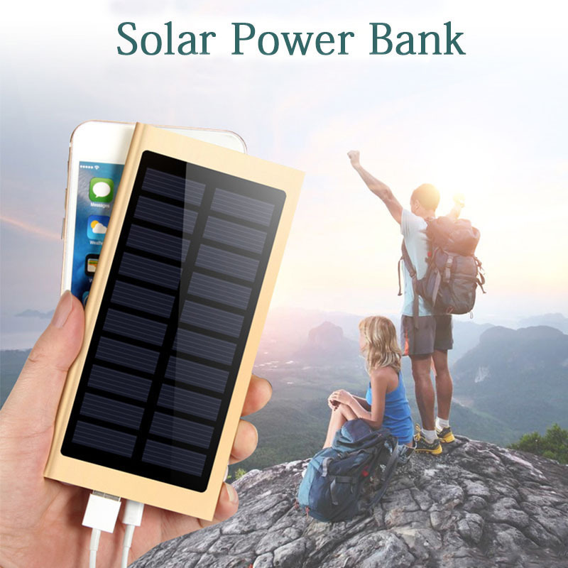 New Solar 20000mah External Battery 2 Usb Led Charger Portable Mobile Phone Solar Power Bank