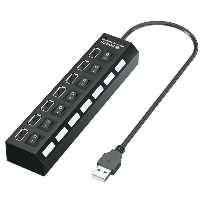 USB HUB 2.0 Splitter Dock Station  PC Accessories with Power Adapter for Computer Multi HUB USB 7 Port Multiport HUB