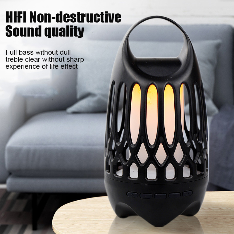 Outdoor BT Speaker with IPX-2 Waterproof LED Flame Atmosphere Lantern Speaker for Party Garden Camping Patio