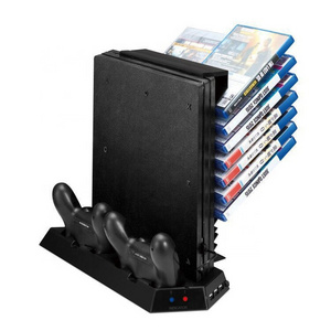 Vertical Dual  Fan Game CD Storage Station Console Charger Cooling Stand For Playstation 4 PS4 Pro