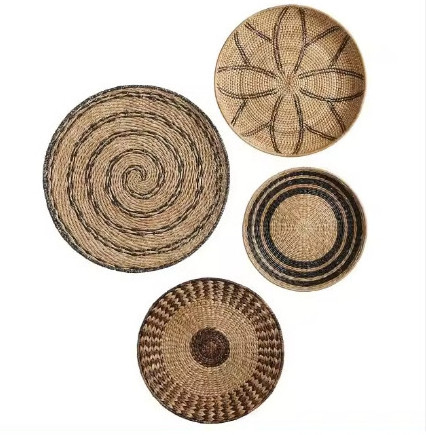 Hot sale Set of 4 Seagrass Woven Wall Plate/ Wall Hanging Decoration Hanging decoration handmade 2024