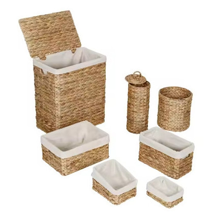 New arrival handmade with elegant design natural handmade water hyacinth bathroom accessories for bathroom 2024