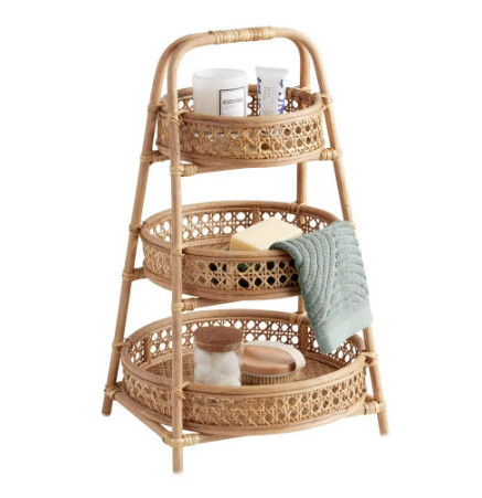 High quality top selling Round Natural Rattan Cane 3 Tier Farrah Storage Tower natural rattan trays with 3 tiers handmade  2024