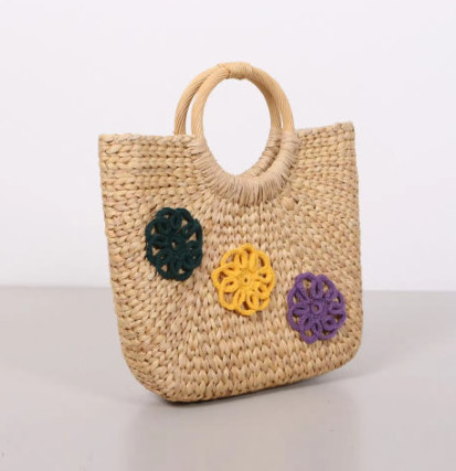 Natural handmade straw beach women vintage boho bag made in Vietnam 2024