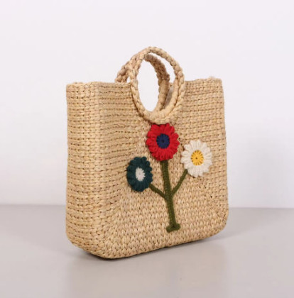 Natural handmade straw beach women vintage boho bag made in Vietnam 2024