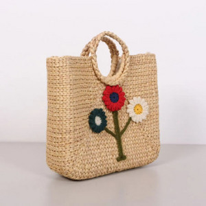 Natural handmade straw beach women vintage boho bag made in Vietnam 2024