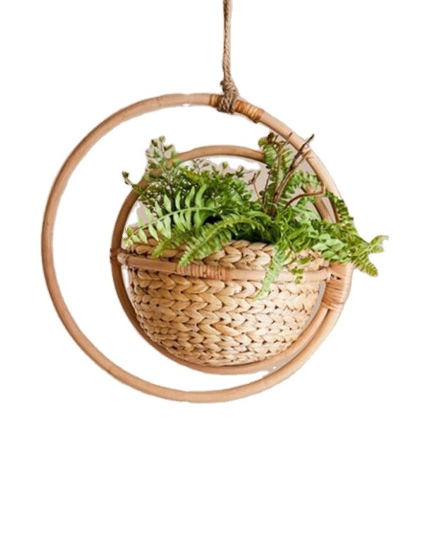 Water Hyacinth Hanging Plant Hanger With Rattan Seaweed Decorative Planter Garden plant pot from Vietnam Hot Trend 2024