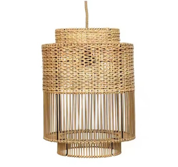 Wholesale Natural Rattan Lampshade Hanging Ceiling Lamp Cover Rattan Pendant Light For Kitchen Indoor Outdoor Decor