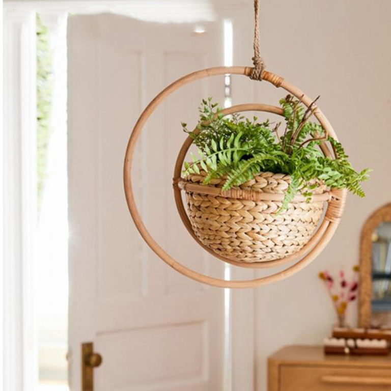 Water Hyacinth Hanging Plant Hanger With Rattan Seaweed Decorative Planter Garden plant pot from Vietnam Hot Trend 2024