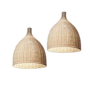 High Quality Eco-Friendly Rattan Pendant Light Bamboo Lampshade Artisan-Made Coastal Scandi Farmhouse Wall Hanging Stylish Decor