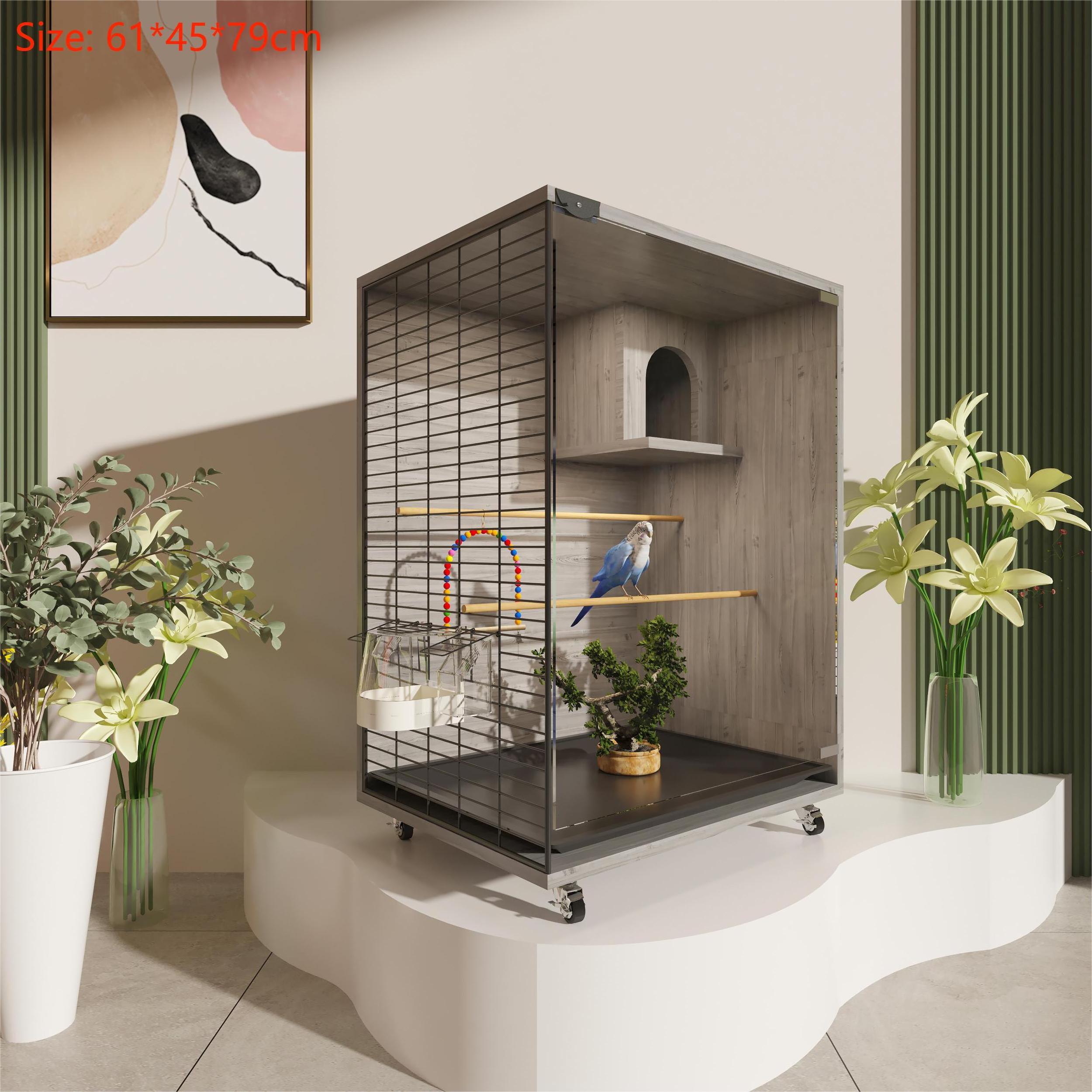 OEM & ODM Factory Customize Transparent Glass Parrot Standing Pigeon Nest Box Bird Cage House Large Breeding Bird Cage