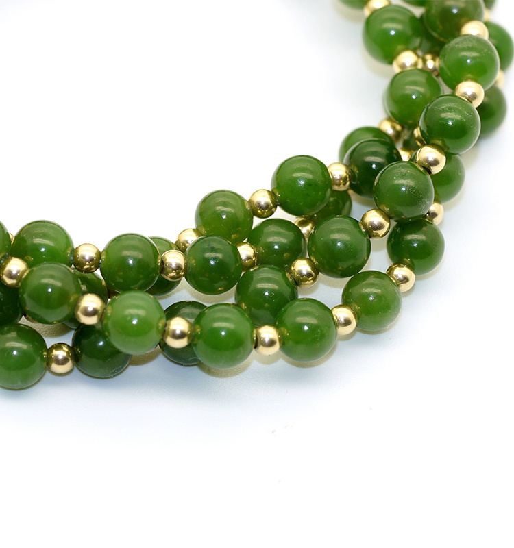 Gemstone Jewelry Fashion 4 Row Beads Natural Nephrite green jade Bracelets