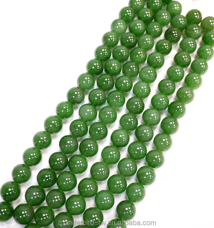 Top Quality Manufacturer Price 12 mm Gemstone Beads String A Grade Natural Genuine Canadian Nephrite Green Jade Beads StrandS