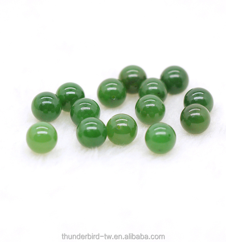 High quality half drilled 10mm Loose gemstone bead A grade natural genuine green jade nephrite