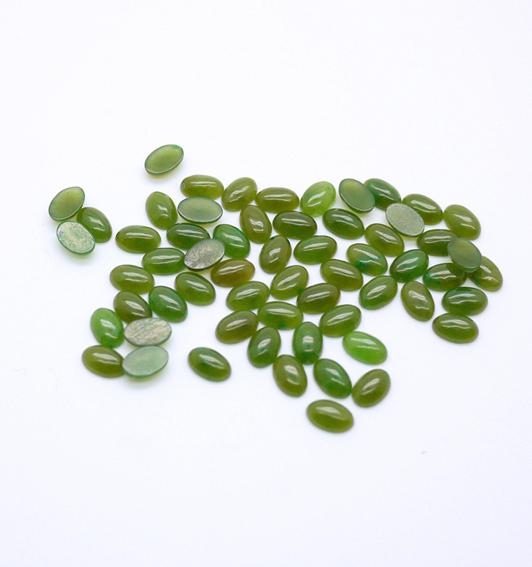 Jewelry Making Loose Gemstone high quality oval 6x8 mm natural green nephrite jade cabochon