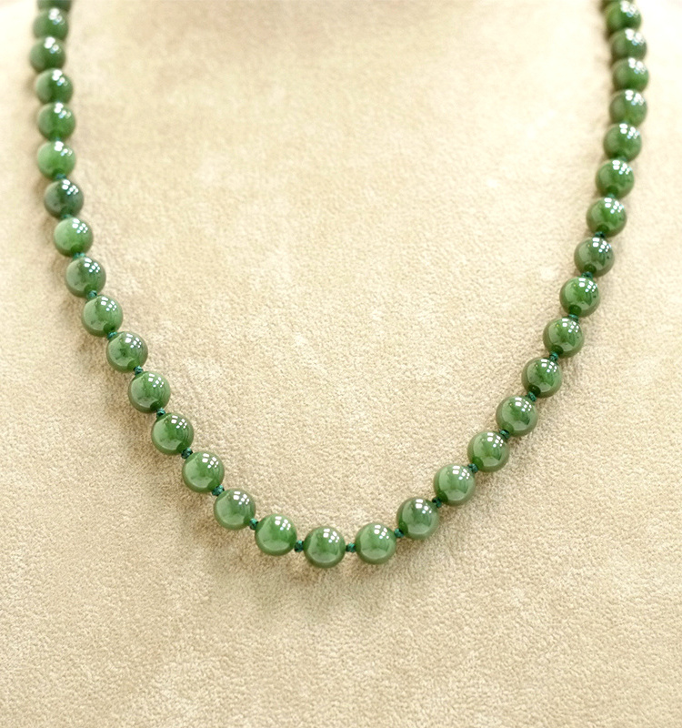 wholesale jewelry  Women's Gender 8 mm 18 inch Natural Genuine Green Jade Beads Necklace