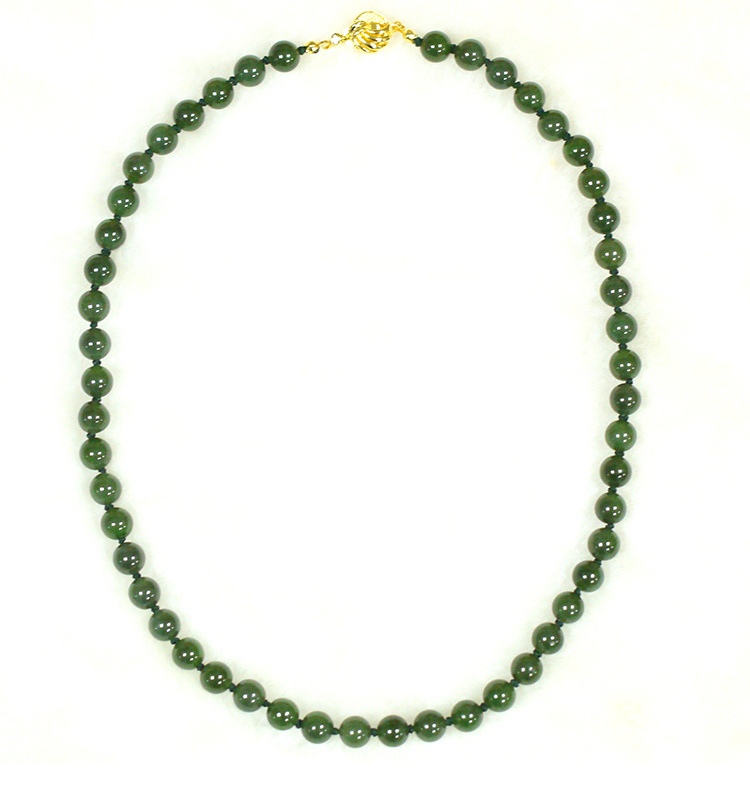 wholesale jewelry  Women's Gender 8 mm 18 inch Natural Genuine Green Jade Beads Necklace