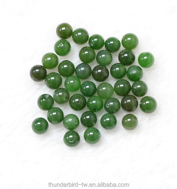 Top quality half drilled 8mm Loose gemstone bead A grade natural genuine green jade nephrite