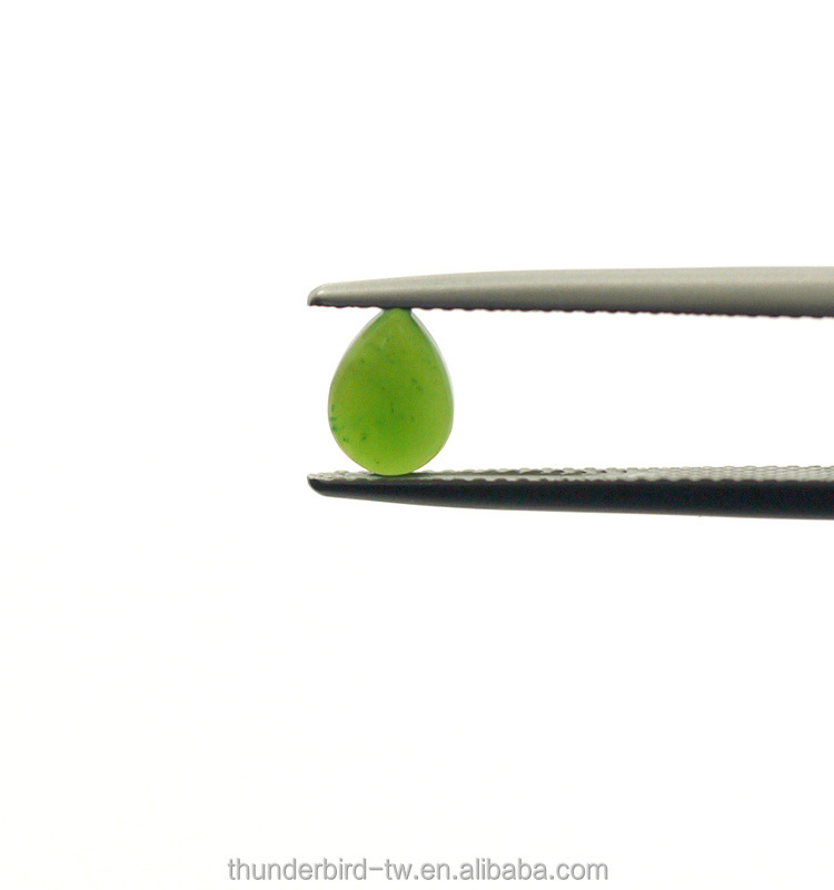 wholesale DIY jewelry making Loose Gemstone high quality A grade 5x7mm tear drop natural green nephrite jade cabochon