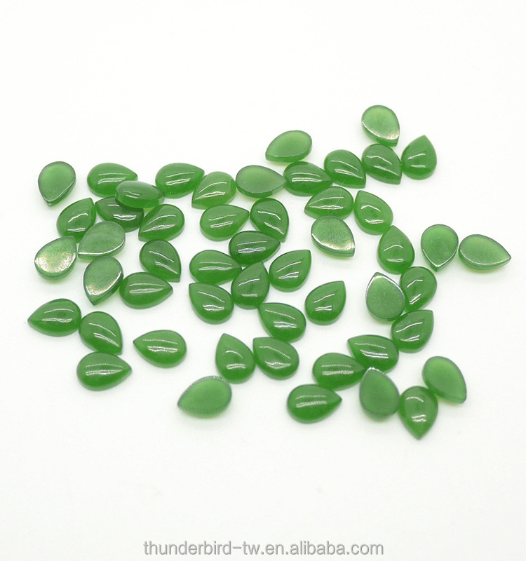 wholesale DIY jewelry making Loose Gemstone high quality A grade 5x7mm tear drop natural green nephrite jade cabochon