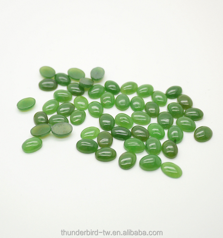 Jewelry Making Loose Gemstone high quality oval 6x8 mm natural green nephrite jade cabochon