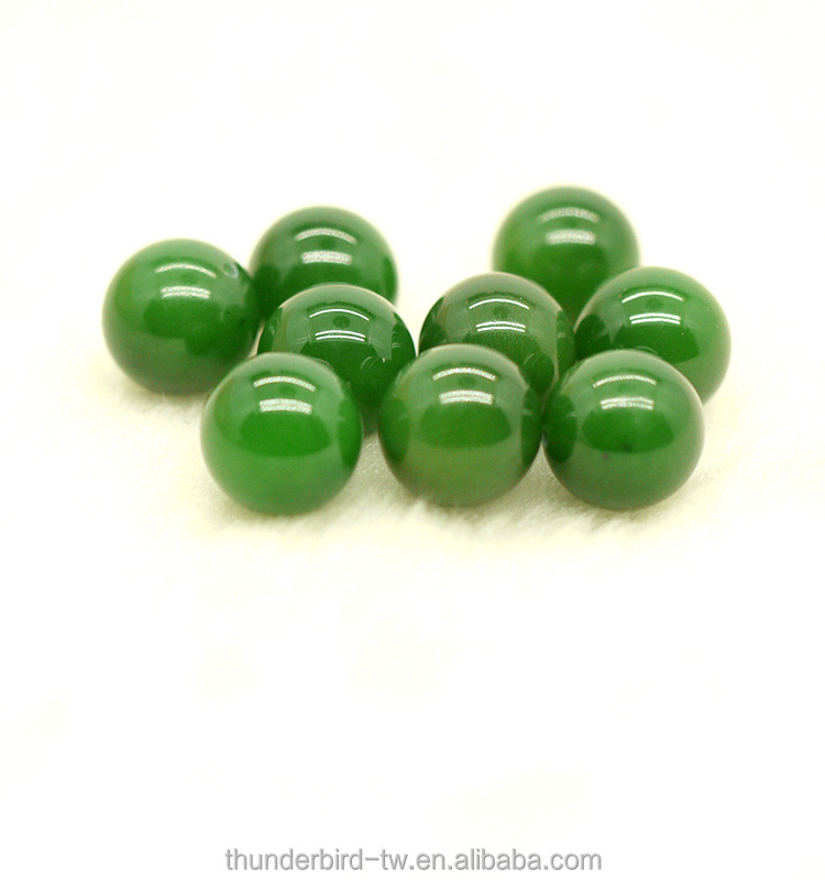 High quality half drilled 12mm Loose gemstone bead A grade natural genuine green jade nephrite