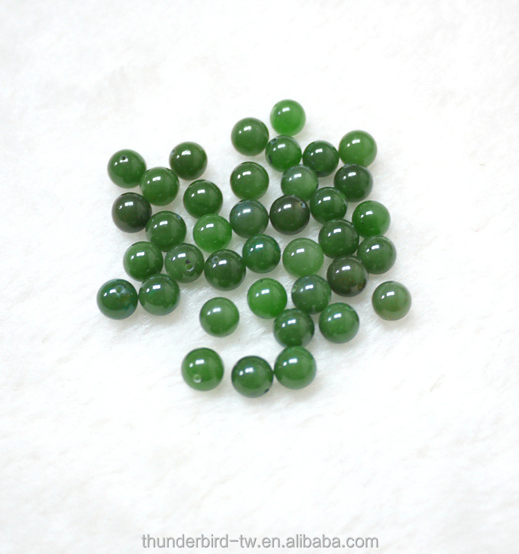 Top quality half drilled 8mm Loose gemstone bead A grade natural genuine green jade nephrite