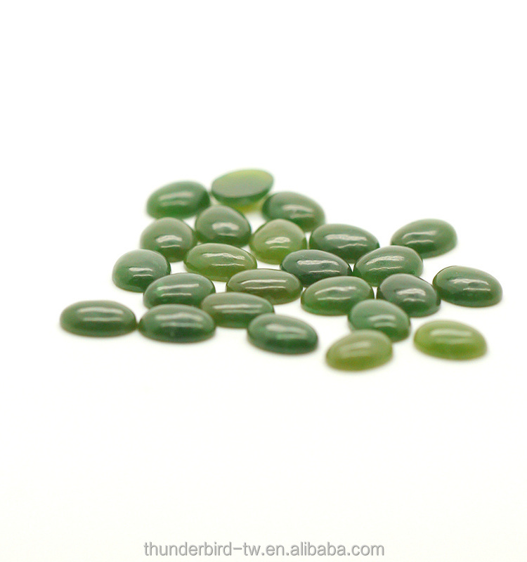 top shale cheap price Loose Gemstone oval 7x9 mm natural green hetian nephrite jade cabochon