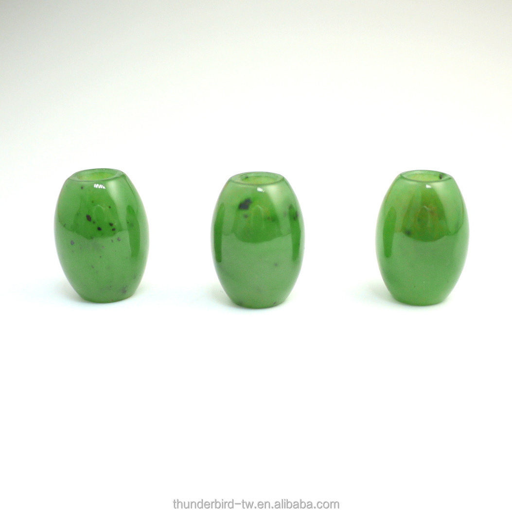 High quality wholesale price genuine Jade barrel drum loose beads pendant Natural Canadian green nephrite jade