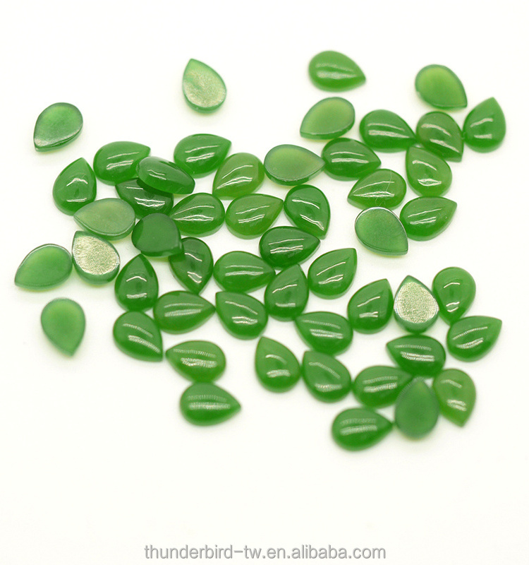 wholesale DIY jewelry making Loose Gemstone high quality A grade 5x7mm tear drop natural green nephrite jade cabochon