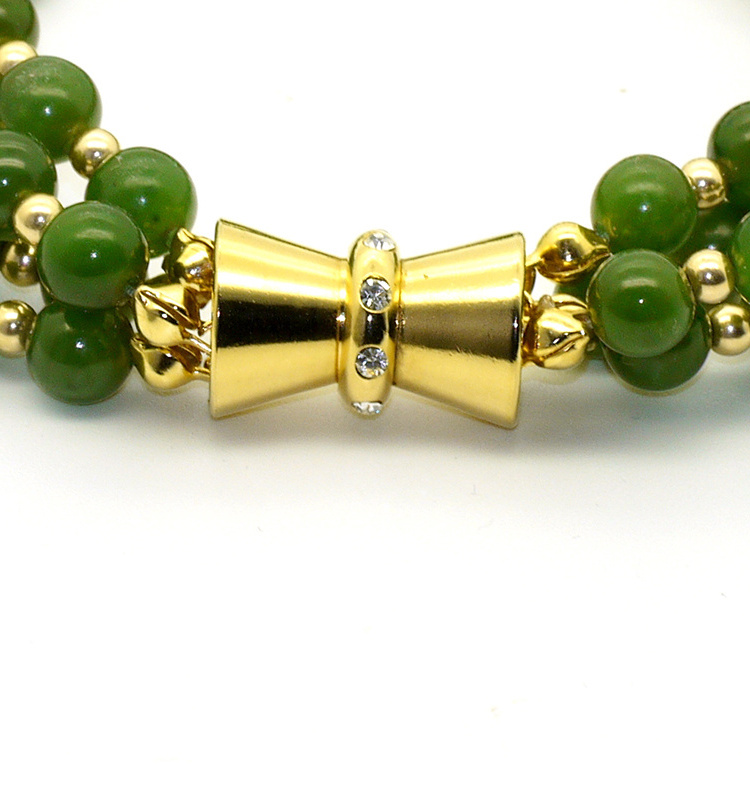 Gemstone Jewelry Fashion 4 Row Beads Natural Nephrite green jade Bracelets