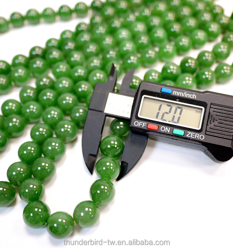 Top Quality Manufacturer Price 12 mm Gemstone Beads String A Grade Natural Genuine Canadian Nephrite Green Jade Beads StrandS