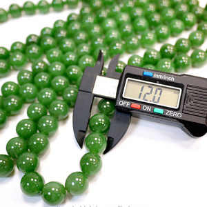 Top Quality Manufacturer Price 12 mm Gemstone Beads String A Grade Natural Genuine Canadian Nephrite Green Jade Beads StrandS