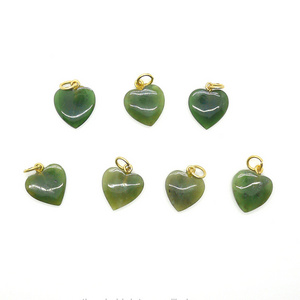 wholesale top quality loose stone natural genuine green jade nephrite heart pendant