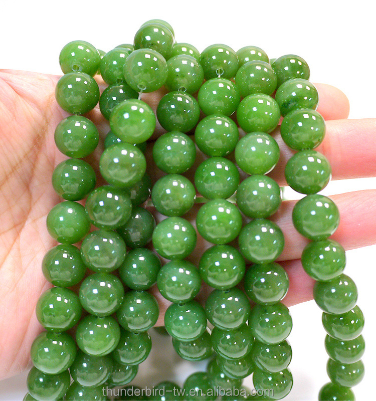 Top Quality Manufacturer Price 12 mm Gemstone Beads String A Grade Natural Genuine Canadian Nephrite Green Jade Beads StrandS