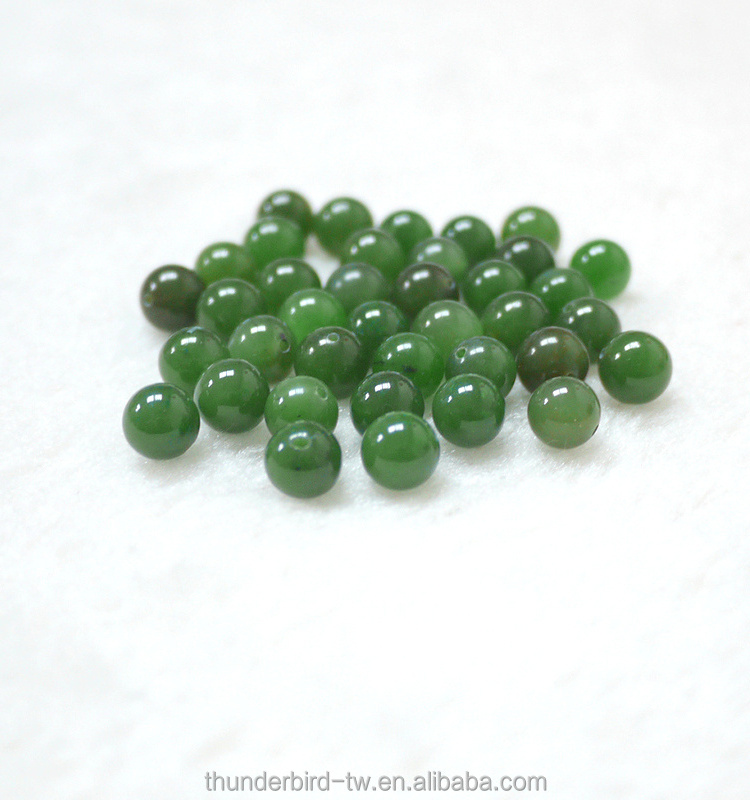 Top quality half drilled 8mm Loose gemstone bead A grade natural genuine green jade nephrite