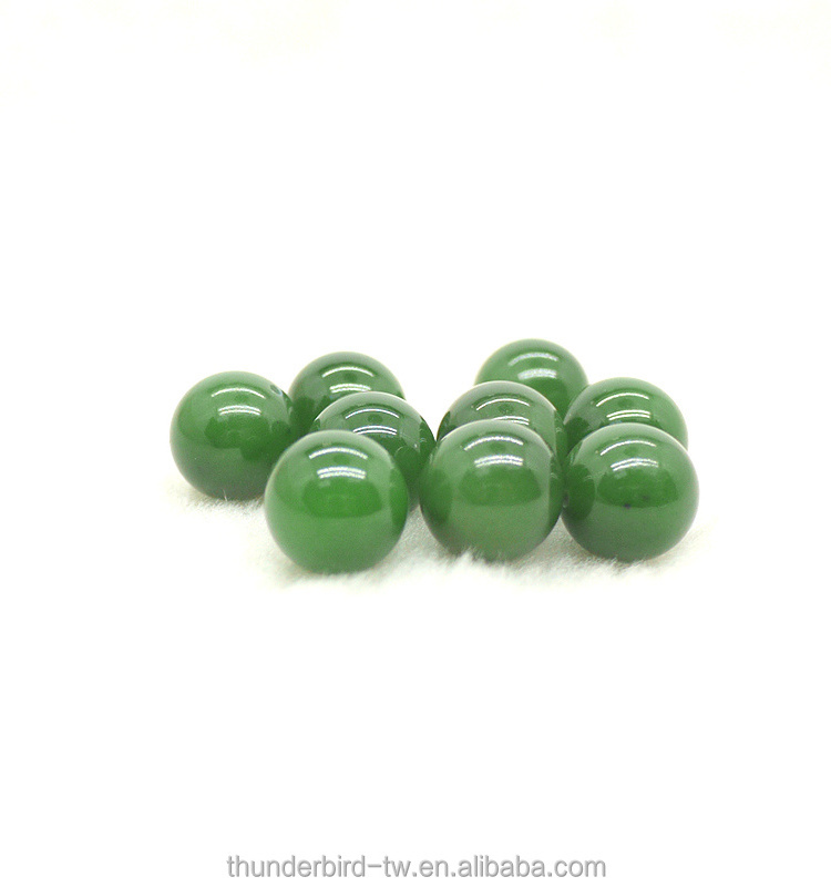 High quality half drilled 12mm Loose gemstone bead A grade natural genuine green jade nephrite