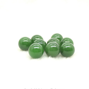 High quality half drilled 12mm Loose gemstone bead A grade natural genuine green jade nephrite